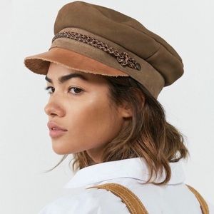 Brixton Kayla Brown Leather Suede Fiddler Cap